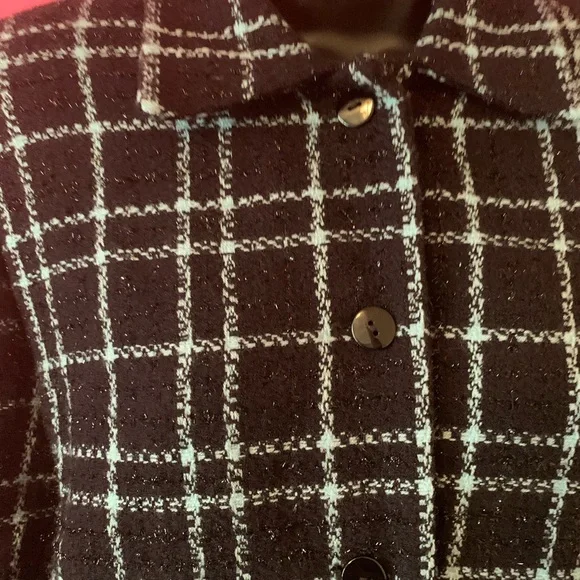 Sag Harbor Size 16 Teal blue & black plaid blazer with sparkle. Gently worn. - Picture 7 of 14